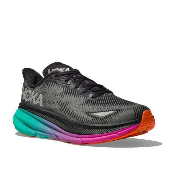 HOKA ONE ONE W CLIFTON 9 GTX Black/Electric Aqua scarpa running donna